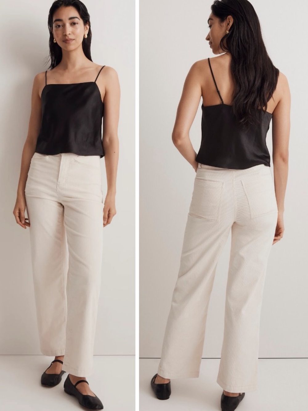 Madewell Emmet 2.0 Wide Leg Pants in Corduroy Antique Cream